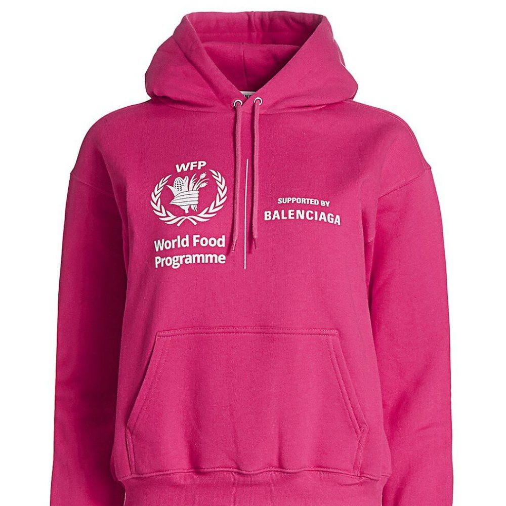 NWT BALENCIAGA Pink World Food Programme Shrunk Hoodie L